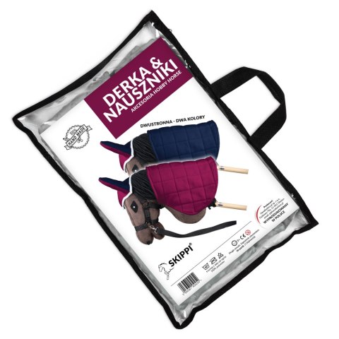 Skippi Derka dwustronna i nauszniki Skippi dla Hobby Horse - fuksja i granat