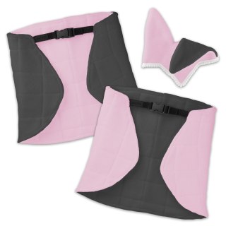 Skippi Derka dwustronna i nauszniki Skippi dla Hobby Horse - różowa i szara