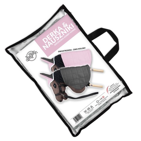 Skippi Derka dwustronna i nauszniki Skippi dla Hobby Horse - różowa i szara