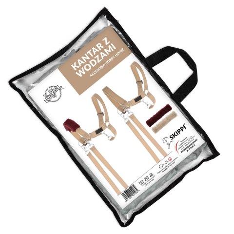 Skippi Skippi Kantar dla Hobby Horse - wodze, 2 wymienne futerka - beżowy