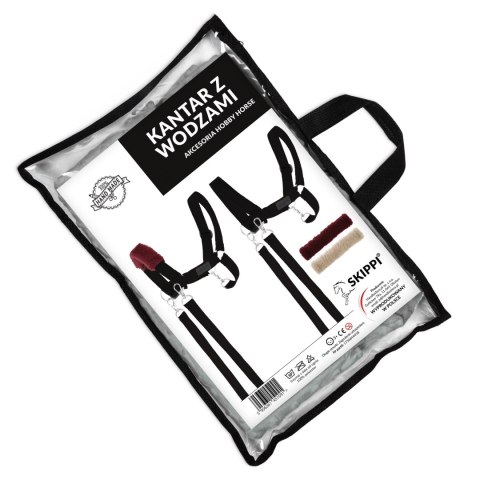 Skippi Skippi Kantar dla Hobby Horse - wodze, 2 wymienne futerka - czarny