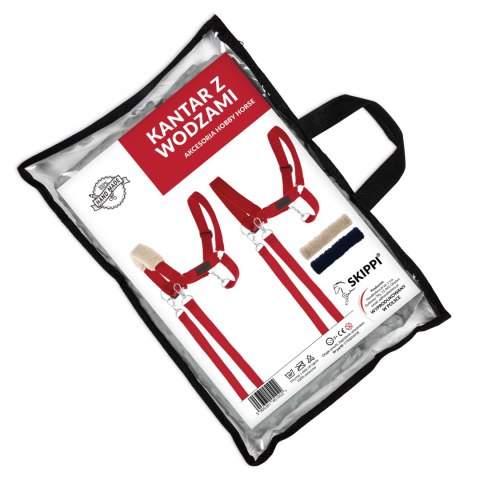 Skippi Skippi Kantar dla Hobby Horse - wodze, 2 wymienne futerka - czerwony
