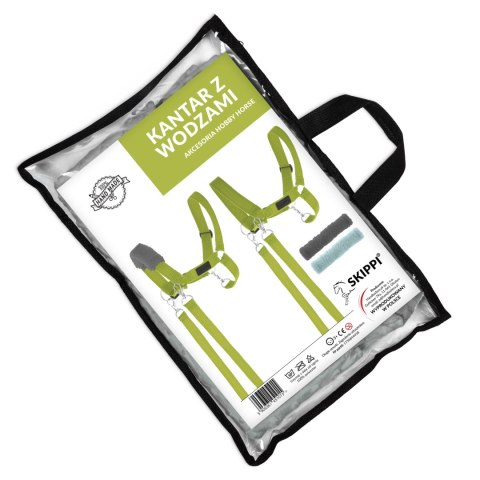 Skippi Skippi Kantar dla Hobby Horse - wodze, 2 wymienne futerka - jasny zielony