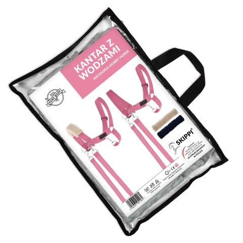 Skippi Skippi Kantar dla Hobby Horse - wodze, 2 wymienne futerka - różowy