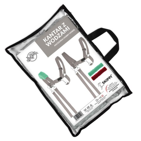 Skippi Skippi Kantar dla Hobby Horse - wodze, 2 wymienne futerka - szary