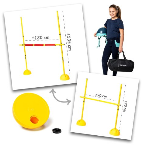 Skippi Zestaw Skippi - Hobby Horse Gniado - srokaty i przeszkoda do skakania 135 cm