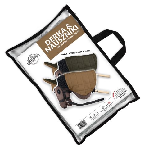 Skippi Zestaw Skippi - Hobby Horse Gniady - Derka i nauszniki - beż i oliwka