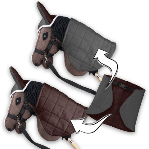Skippi Zestaw Skippi - Hobby Horse Gniady - Derka szary i brąz - Kantar c-zielony