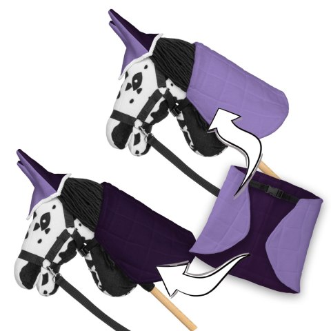 Skippi Zestaw Skippi - Hobby Horse Karo - srokaty - Derka wrzos - Kantar błękitny