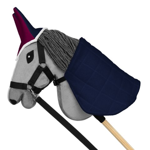 Skippi Zestaw Skippi - Hobby Horse Szary - Derka i nauszniki - fuksja i granat