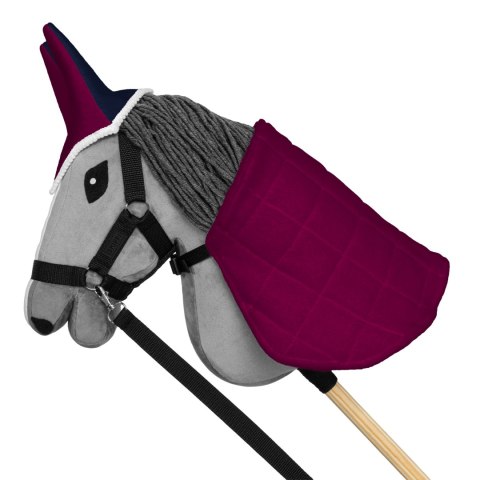 Skippi Zestaw Skippi - Hobby Horse Szary - Derka i nauszniki - fuksja i granat