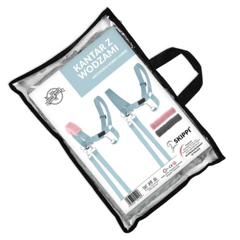 Skippi Zestaw Skippi - Hobby Horse Szary i dodatkowy Kantar - błękitny