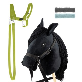 Skippi Zestaw Skippi - Hobby Horse czarny i dodatkowy kantar - jasny zielony