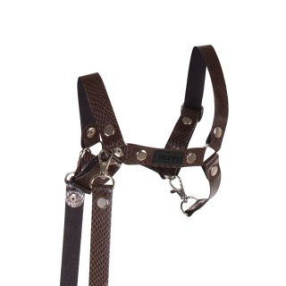 Skippi Skippi Kantar dla Hobby Horse - wodze, ekoskóra - brązowy ze wzorami boa