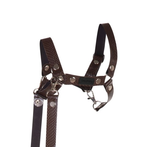 Skippi Skippi Kantar dla Hobby Horse - wodze, ekoskóra - brązowy ze wzorami boa