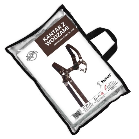 Skippi Skippi Kantar dla Hobby Horse - wodze, ekoskóra - brązowy ze wzorami boa
