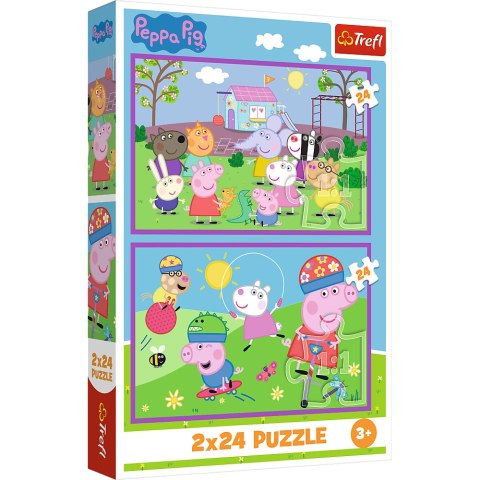 Puzzle - 2x24 - Peppa na placu zabaw - Świnka Peppa - Trefl 34435 Puzzle - 2x24 - Peppa na placu zabaw - Świnka Peppa - Trefl 34435