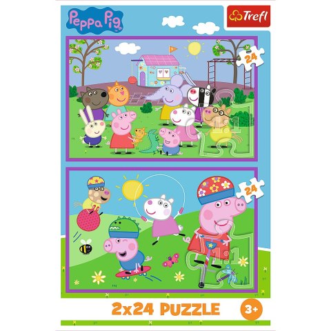 Puzzle - 2x24 - Peppa na placu zabaw - Świnka Peppa - Trefl 34435 Puzzle - 2x24 - Peppa na placu zabaw - Świnka Peppa - Trefl 34435