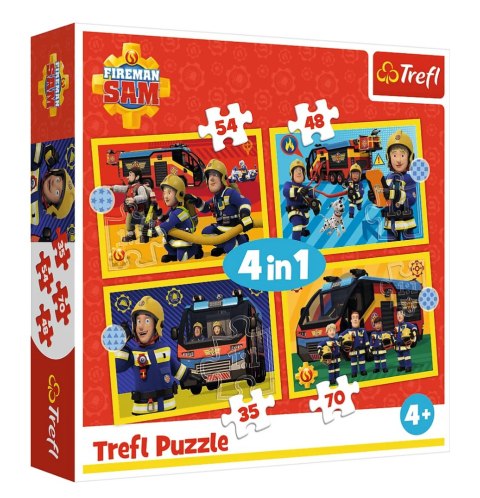 Puzzle - 4w1 (35, 48, 54, 70) - Strażak na sygnale - Strażak Sam - Trefl 34348 Puzzle - 4w1 (35, 48, 54, 70) - Strażak na sygnale - Strażak Sam - Trefl 34348