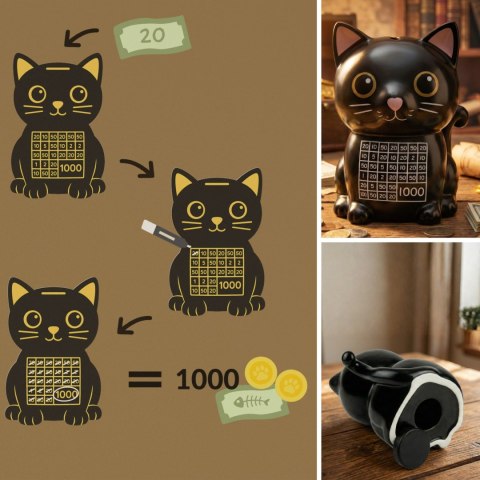 Froster Skarbonka wykreślana Kotek - uczy oszczedzania motywuje - wyzwanie cel 1000