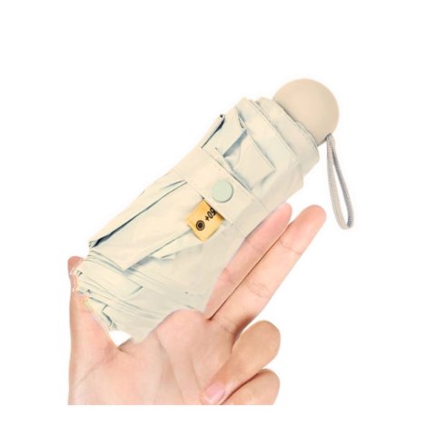 Parasolka Kieszonkowa Składana z Ochroną UV UPF 50+ Etui Beżowa 90 cm