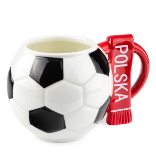 Sprintigo Kubek piłkarza z szalikiem - Polska - prezent dla kibica - duży XXL 700 ml