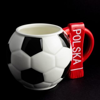 Sprintigo Kubek piłkarza z szalikiem - Polska - prezent dla kibica - duży XXL 700 ml