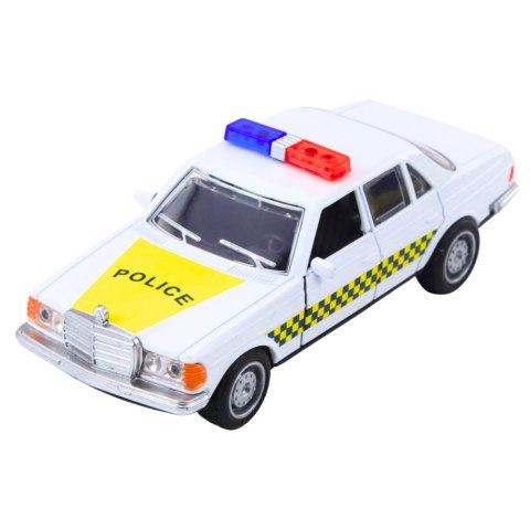 Klasyczny Samochód Policyjny Napęd Metalowy Otwierane Drzwi Biały 1:32
