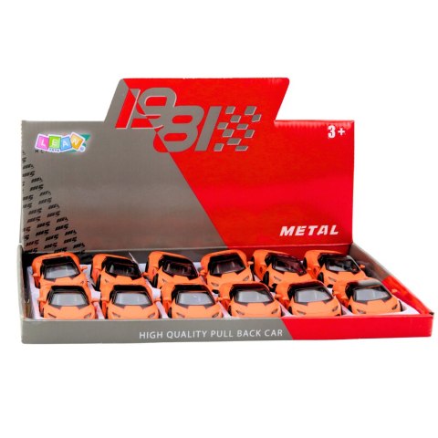 Samochód Sportowy Napęd Pull Back Metalowy Pomarańczowy 1:43
