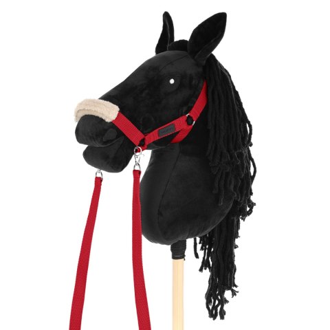 Skippi Hobby Horse A3 Skippi duży czarny, czerwony kantar, wodze, mufka