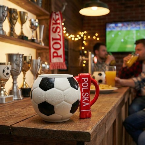 Sprintigo Kubek piłka z szalikiem - Polska i podkładka piłka - prezent dla kibica