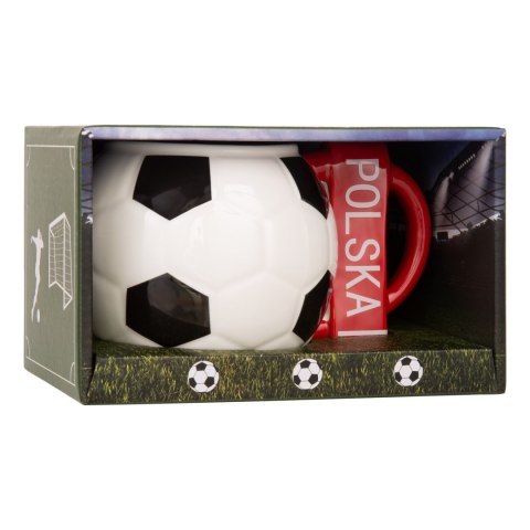 Sprintigo Kubek piłka z szalikiem - Polska i podkładka piłka - prezent dla kibica