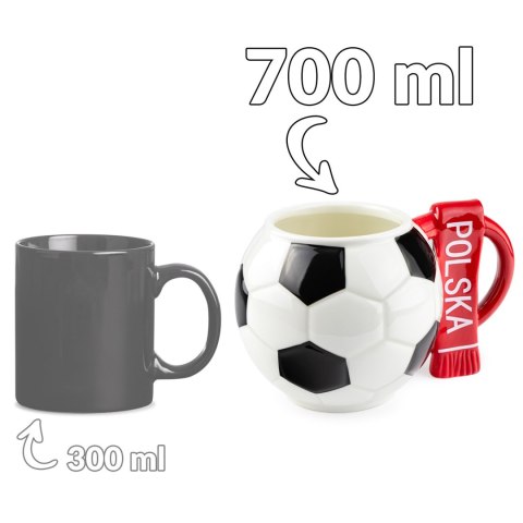 Sprintigo Kubek piłka z szalikiem - Polska i podkładka piłka - prezent dla kibica