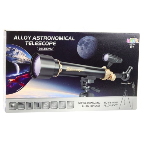 Teleskop Astronomiczny Edukacyjny Aluminiowy Akcesoria Statyw 1.35 M