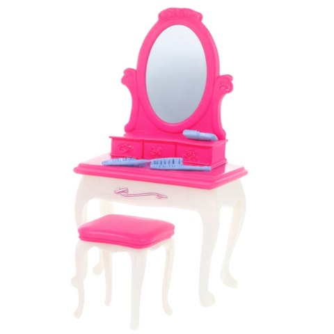 Zestaw Sypialnia Dla Lalek Toaletka Krzesełko Łóżko Różowe