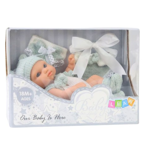 Lalka Bobas Niemowlak Szare Ubranko Czapeczka Śliniaczek 18 cm